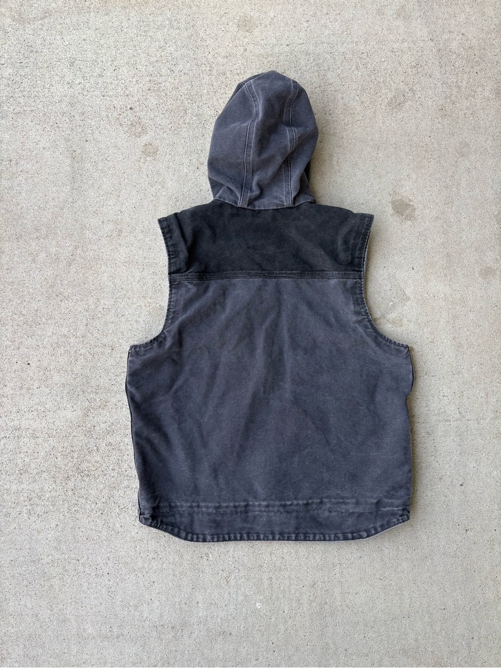 Carhartt V33 029 Shadow Grey Hooded Fleece Lined Canvas Vest Size Medium - Picture 2 of 5